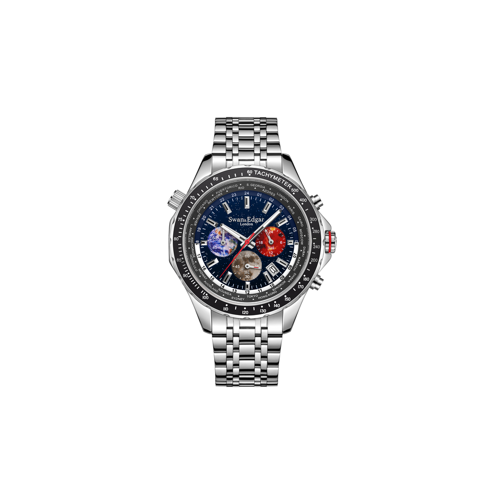 World Timer Mechanical Quartz Blue