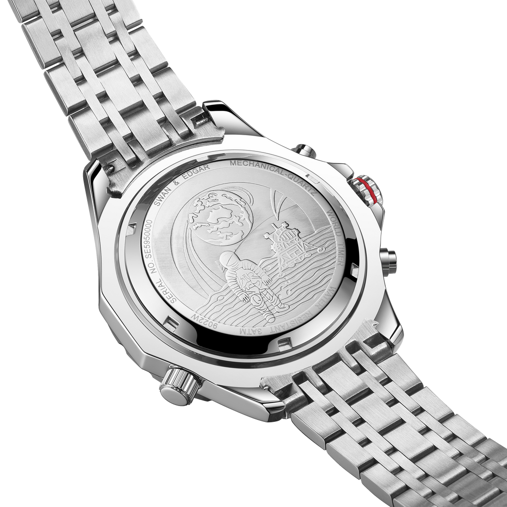 World Timer Mechanical Quartz Hybrid- Steel Matt Grey