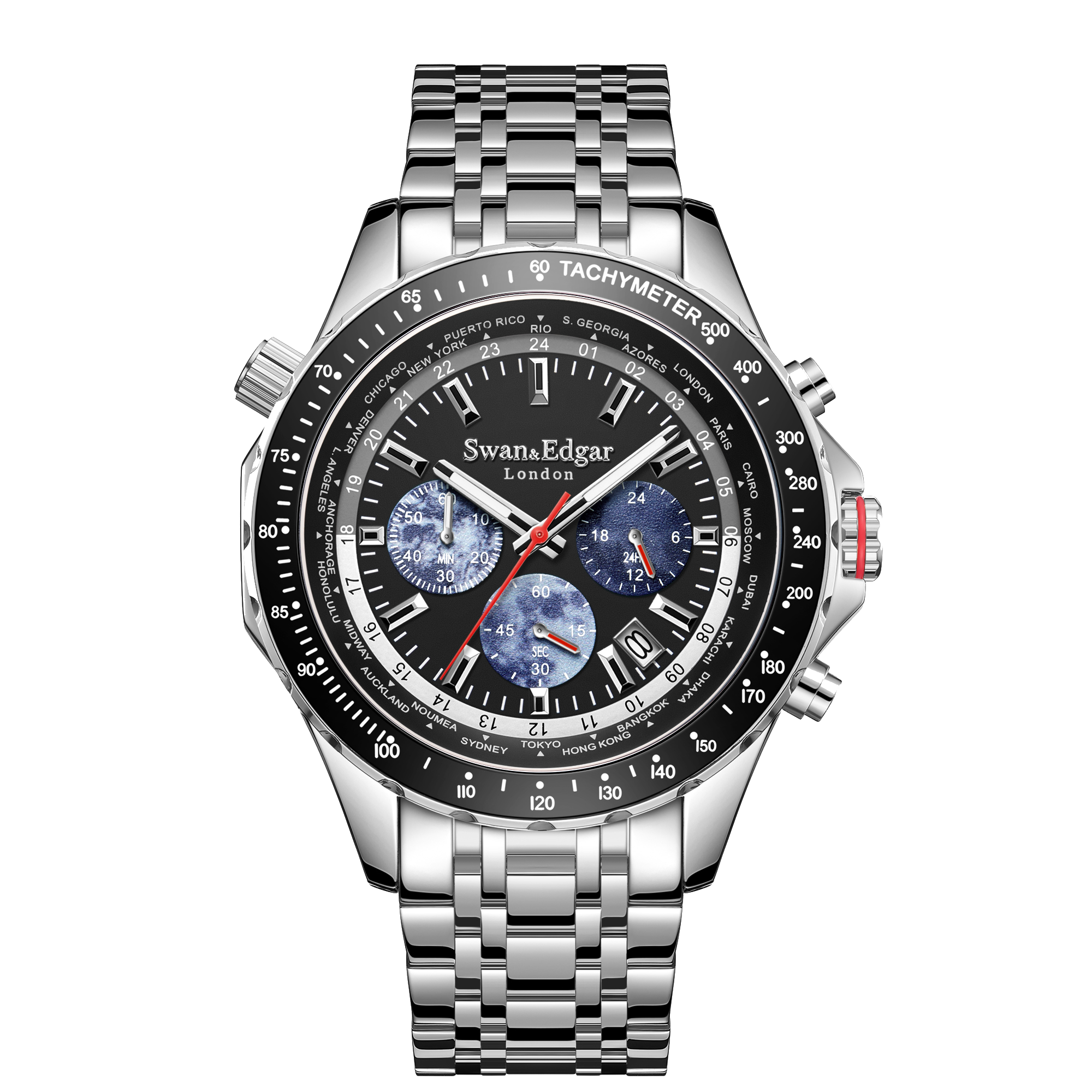 World Timer Mechanical Quartz Hybrid- Steel Matt Black