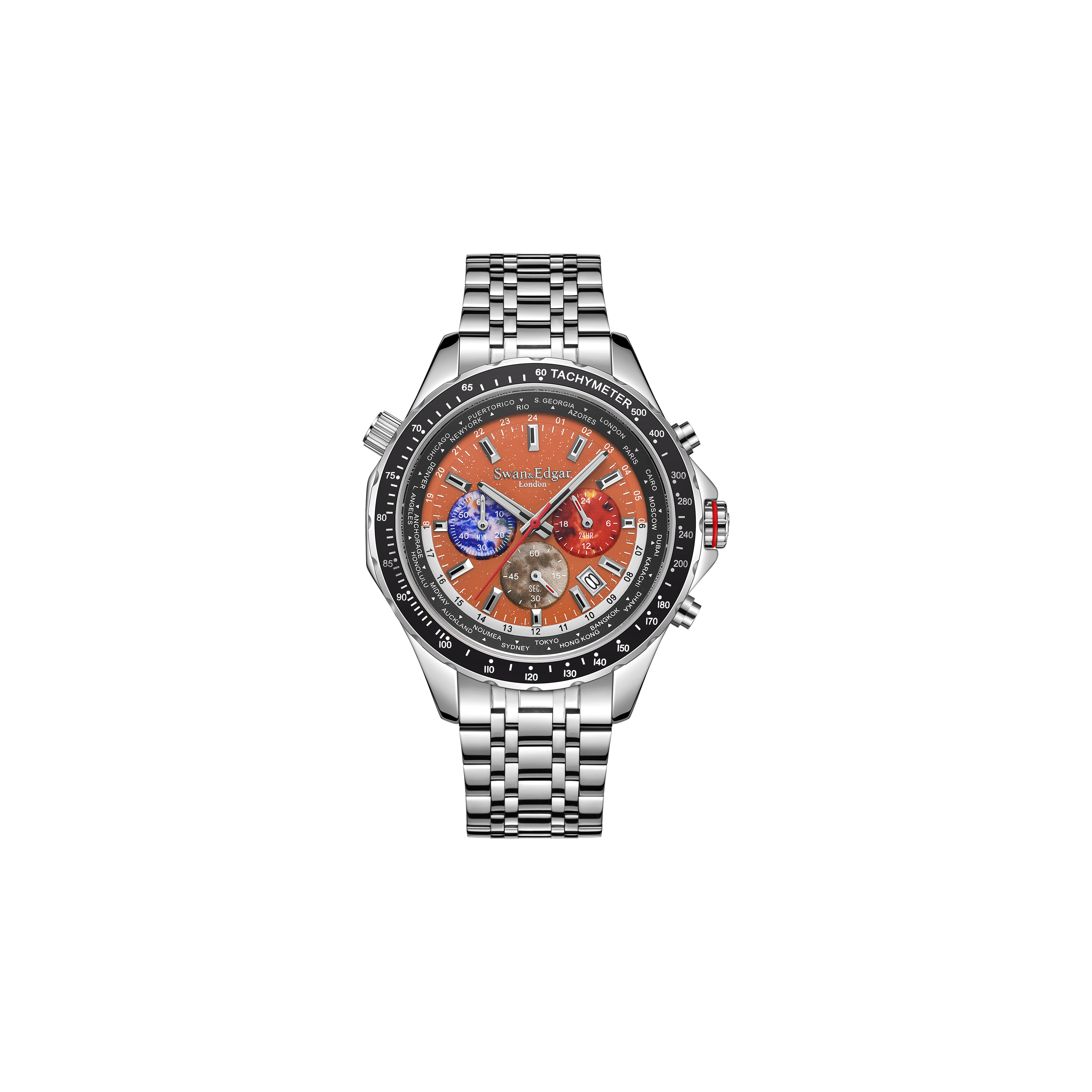 World Timer Mechanical Quartz Orange