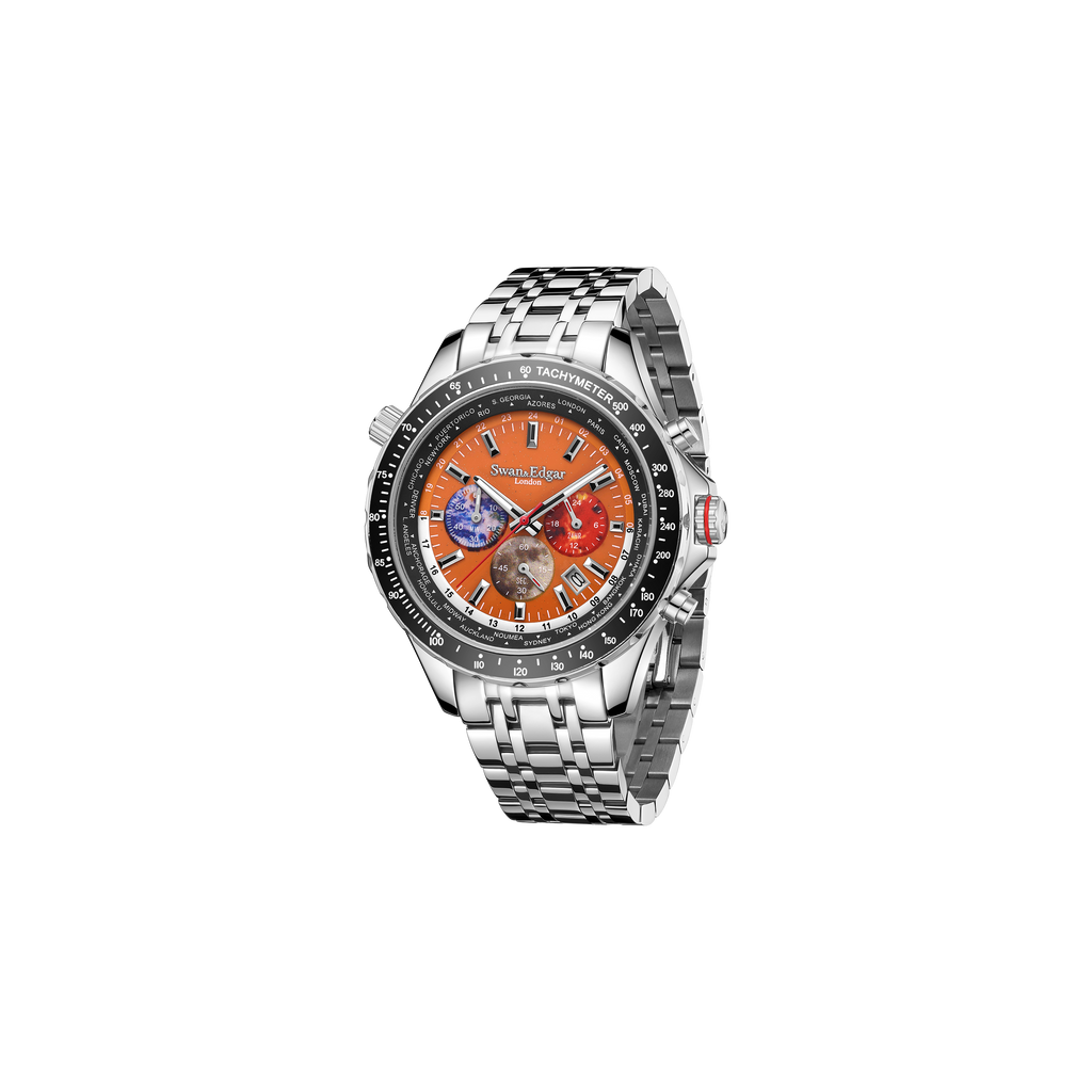 World Timer Mechanical Quartz Orange