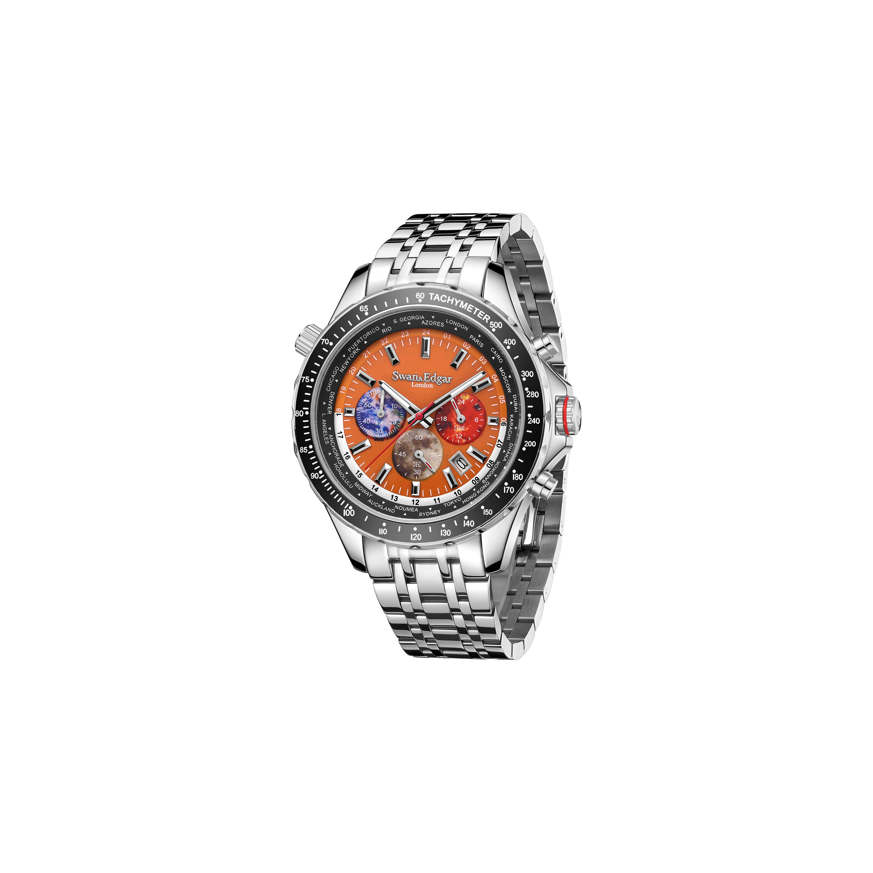 World Timer Mechanical Quartz Orange