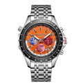 World Timer Mechanical Quartz Hybrid- Steel Matt Orange