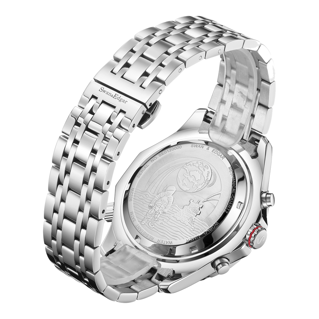 World Timer Mechanical Quartz Hybrid- Steel Matt Orange
